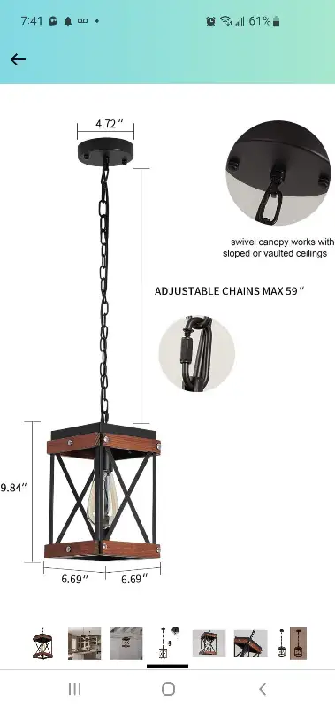 Rustic Farmhouse Pendant Light, Wood & Metal Cage. Vintage Style in Indoor Lighting & Fans in City of Toronto - Image 7