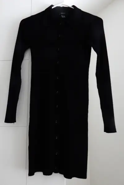 BUTTONS DOWN RIBBED KNIT DRESS WITH COLLAR, View more