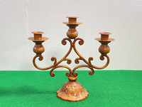 Vintage Iron Candelabra, Elegant Candle Stick Holder with Brown 
