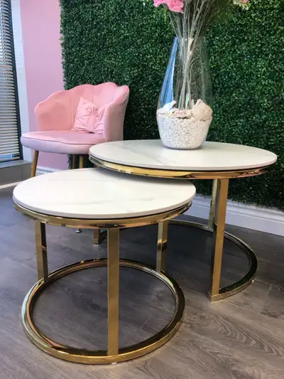 Coffee table End table Side table Table Sofa table Spa table Decorative table 2 peices with 2 marble...
