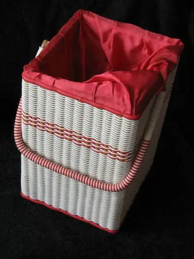 Here is a vintage basket made of either wicker and/or rattan for your daily use knitting needles and...