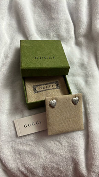 Authentic Gucci sterling silver heart earrings