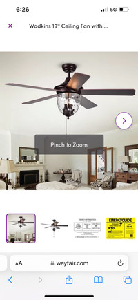 New Wadkins 19'' Ceiling Fan with Light Kit