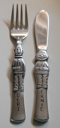 Vintage Gorham Bert and Ernie Muppets Baby Fork And Knife set 
