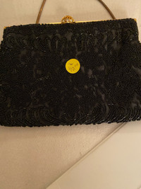 Black Sequin  Bag.  Satin Finish Inside.Made in France