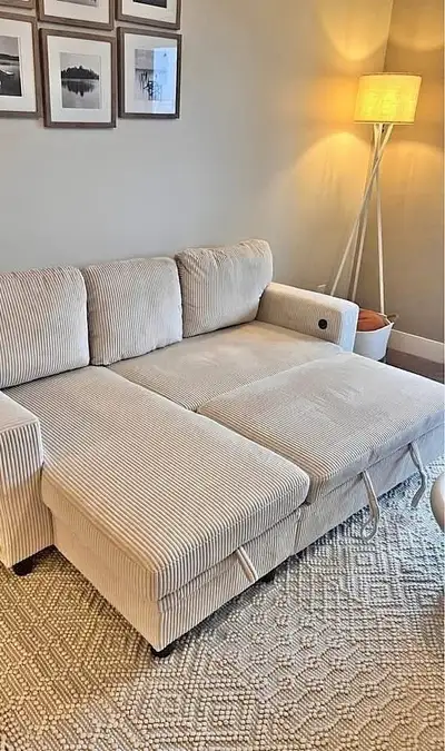 Beige Corduroy Soft Sofa Bed Now in Stock Buy Now , View more