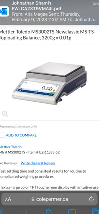 Mettle Toledo MS300TS Balance scale