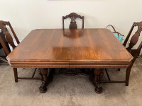 Antique Black Walnut Table and Chairs