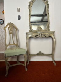 Hall console, chair and mirror
