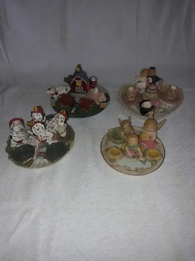4 different minature tea sets - in mint condition - $20 for all four sets 8 pc set of 3 angels and f...