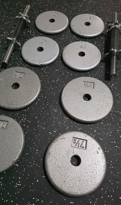 2 x 30lbs / Set Poids Haltères avec 2 Barres Ajustable, View more