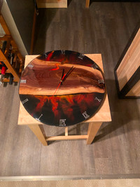 Clock, (walnut and epoxy resin )