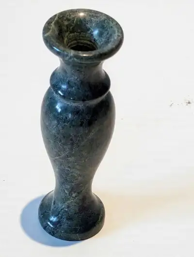 MCM Collectible Mini Vase (5" x 1") Solid green carved stone, View more