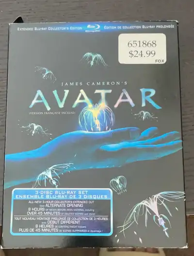 This is James Cameron's Avatar Extended Collector's Edition Blu-Ray set. It's a 3-disc set with an a...