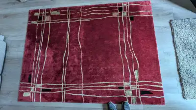 Red Wool Blend Area Rug 67 x 90, View more