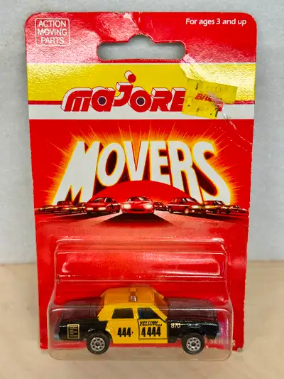 New on card, 1990 Majorette Movers Series 200 #213 Chevy Impala Yellow Taxi Cab. 1:64 scale * STILL...