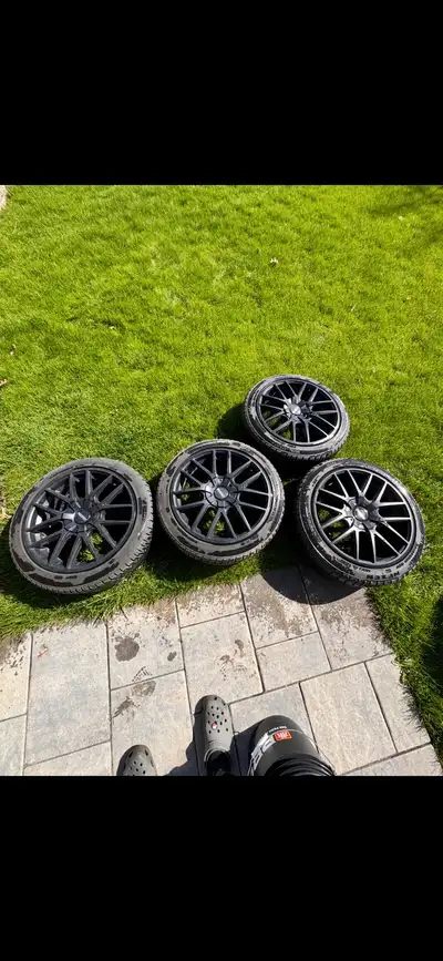 Rims- Black Touren TR60 18x8 +40mm 5x112 & 5x120 Tires- Nexen Winguard sport 2 P225 45 18 Used one s...
