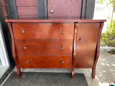 3 drawer dresser with side cabinet. $60