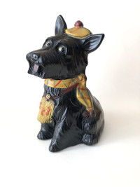 RARE 1930s Vintage Celluloid Scottie Dog Saving Bank Tudor Rose