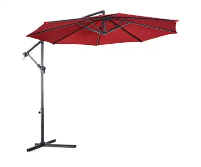 This hanging offset umbrella can be used as a sun tent, rain shelter, and more. The parasol gives yo...