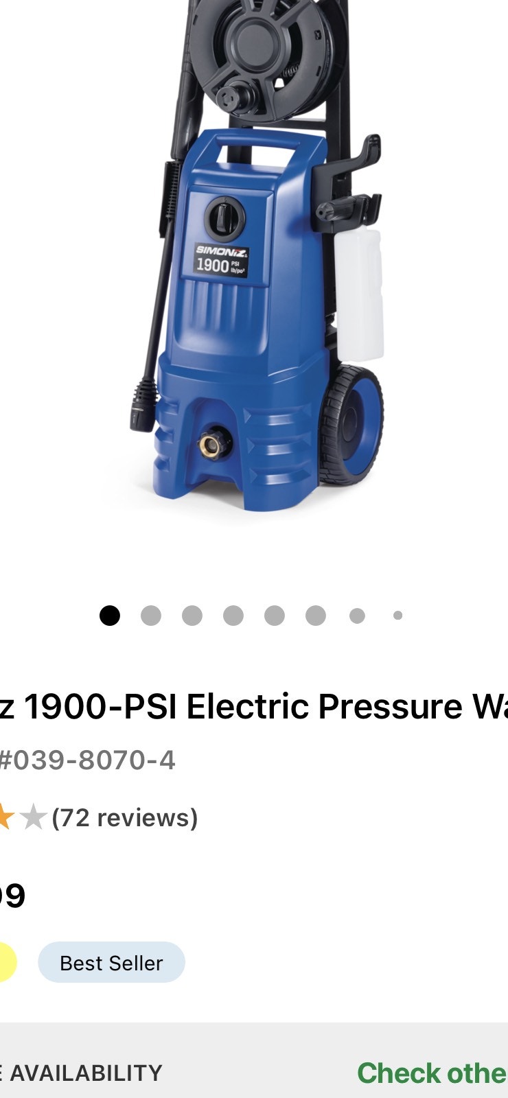 Simoniz Electric Pressure Washer Outils d'extérieur et entreposage
