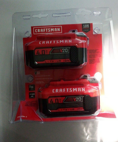 Brand New CRAFTSMAN 2-pack V20 4 Ah Lithium-Ion Batteries, View more
