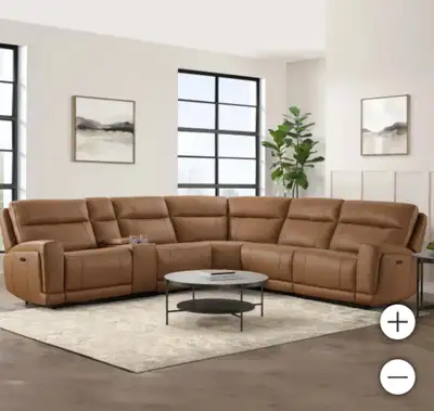 NEW top grain Leather 6 piece sectional, View more
