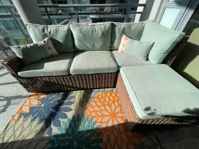 Wicker Patio Sectional Sofa with Ottoman, View more