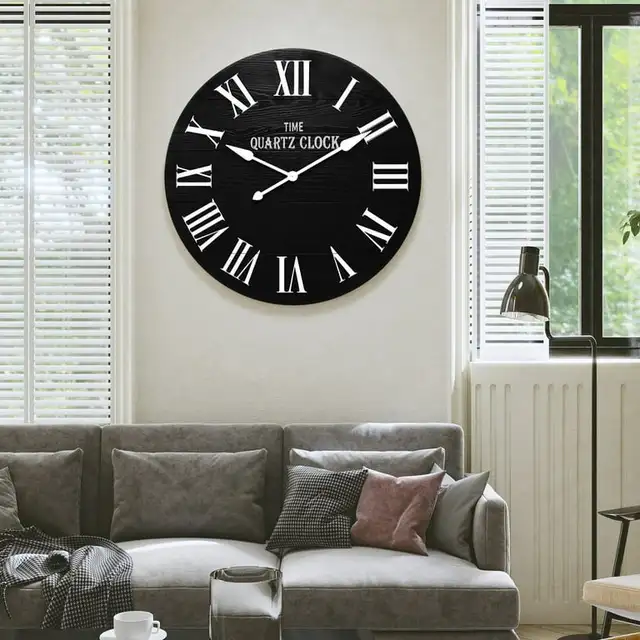 35.5” Farmhouse Large Shiplap Round Wall Clock with Roman in Home Décor & Accents in Markham / York Region - Image 5
