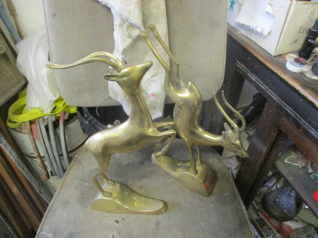 SOLID BRASS MID CENTURY MODERN GAZELLE PRONGHORN FIGURES $30 EA. in Home Décor & Accents in Winnipeg