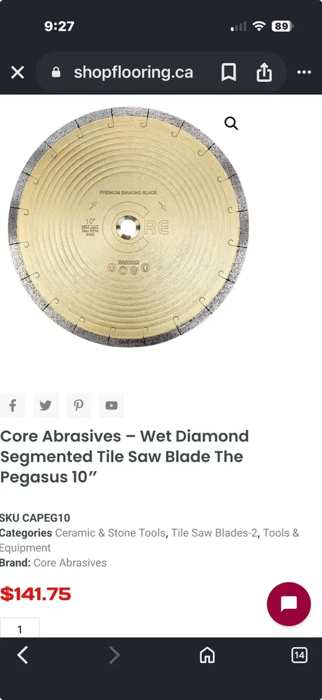 Core Abrasives Wet Diamond Segmented Tile Saw Blade in Power Tools in Mississauga / Peel Region - Image 4