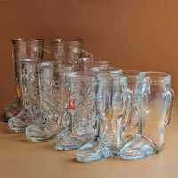 Antique Libbey Glass Cowboy Boot Beer Glasses. Mugs