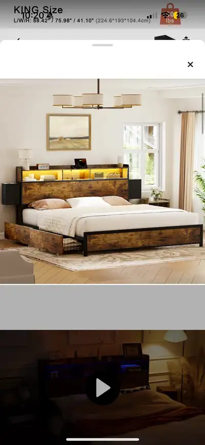 king Bed ( frame + Mattress), View more