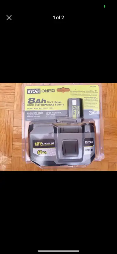 Ryobi 18V 8AH battery , View more