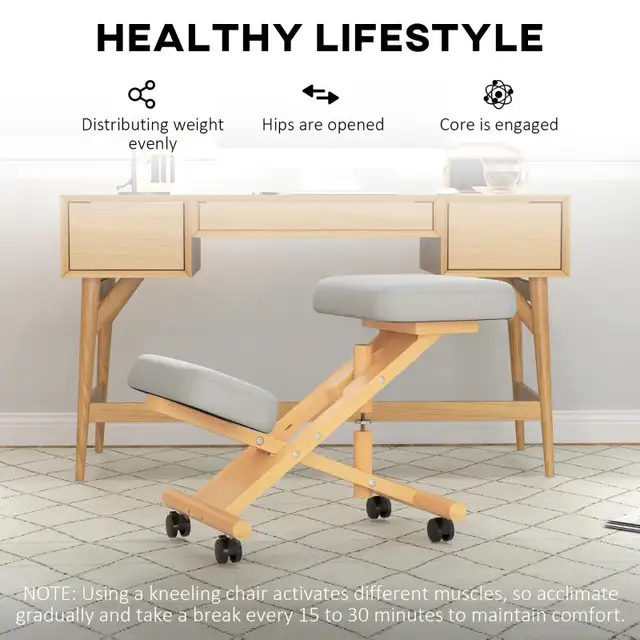 HOMCOM Ergonomic Kneeling Chair with Rubberwood Frame in Chairs & Recliners in Markham / York Region - Image 7