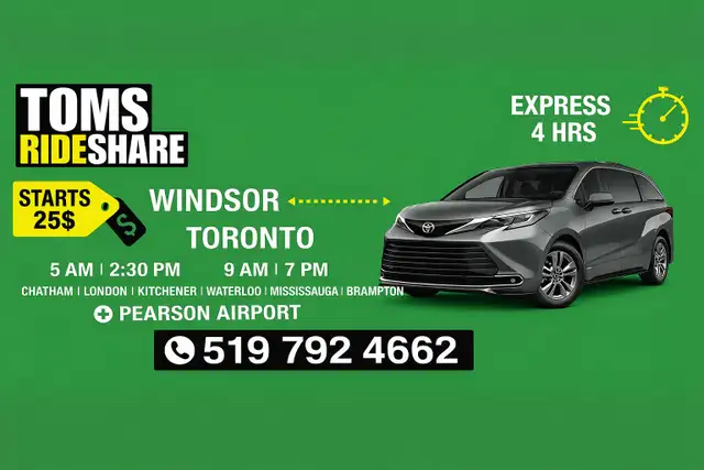 ❌❌❌Windsor To Toronto Everyday Ride Available❌❌❌
