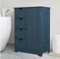 Freestanding Linen Cabinet with Adjustable Shelf and 4-Drawer