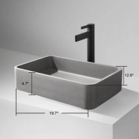 Innova Avila Grey Concrete Rectangular Vessel Bathroom Sink