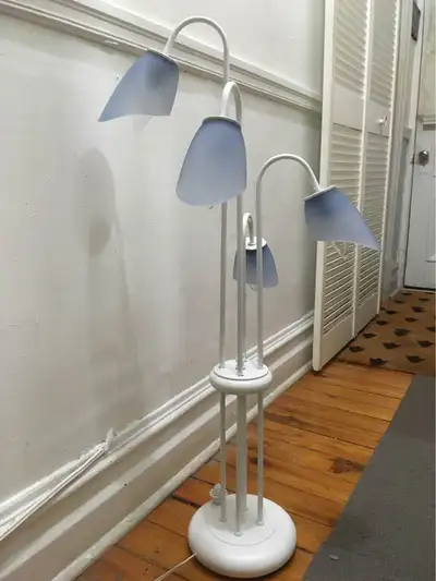 White Mid century Murano Table lamp with Blue Lampshades - $130, View more
