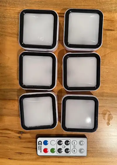 SET OF 6 RGB LED PUCK LIGHTS, View more