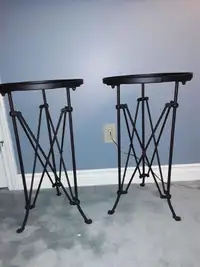 Three Side Tables. Two Black. One Pewter Tone.