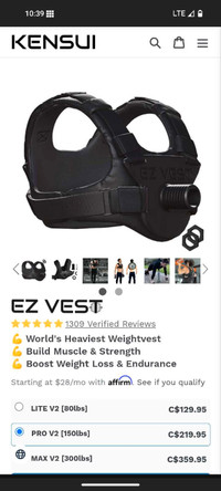 Weight vest 150lbs