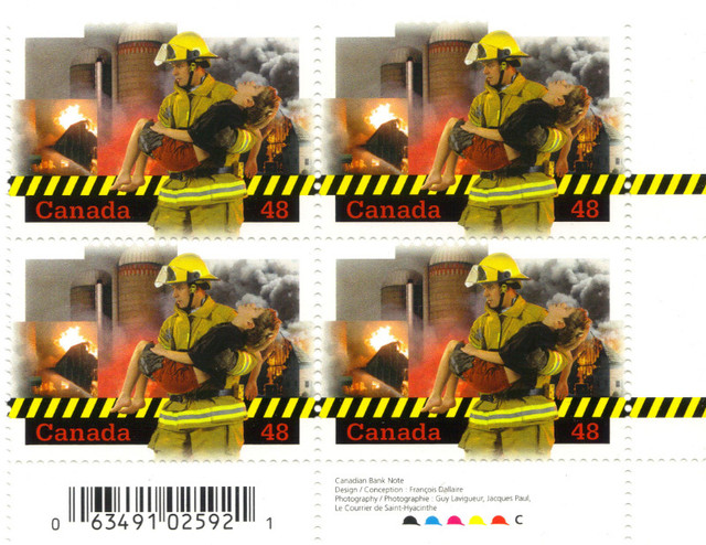 Canada Stamps - Firefighters 48c (Corner Block 4) dans Art et objets de collection  à Ville de Montréal