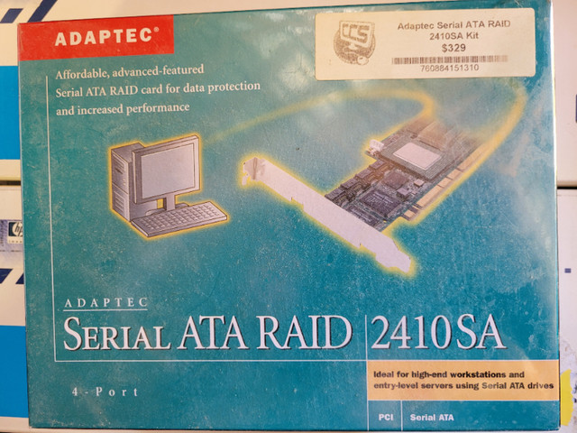 New Old Stock (sealed) Adaptec Serial ATA Raid Card – 2410SA in System Components in Muskoka
