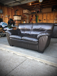 Dark-Brown Leather Loveseat Couch (Delivery Available)