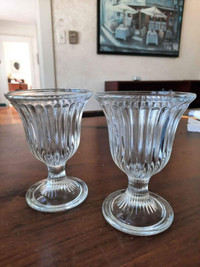 Two Depression Era Pressed Glass Soda Fountain Sundae Glasses