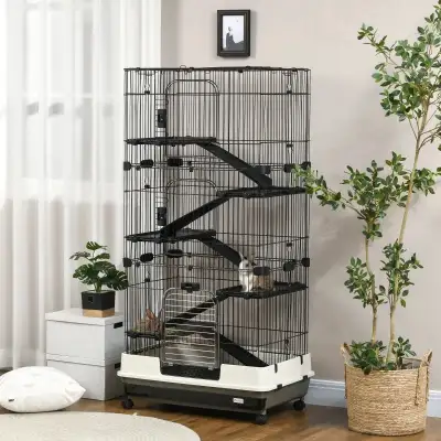 63"H 6-Level Small Animal Cage Rabbit Hutch with Universal, View more