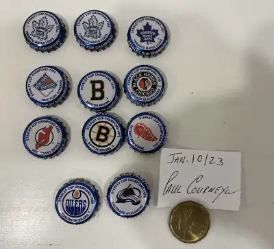 Labatt s Blue NHL Hockey Team Logo Bottle Caps (11) , View more