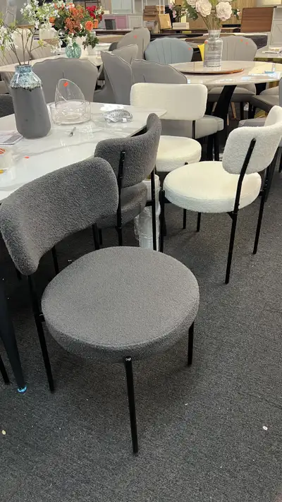 Upholstered Boucle Dining Room Chair Mid Century Modern Chair w, View more