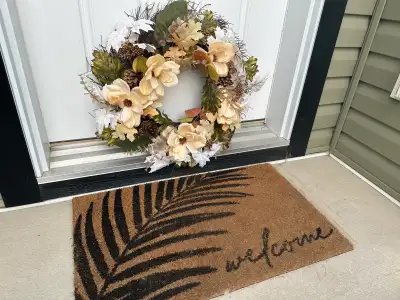 Wreath and Outdoor Welcome Mat, View more